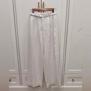 Madewell The Harlow Wide-Leg Pant in 100% Linen in Eyelet White